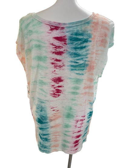 NWT 2X Jessica Simpson Tie Dye Sleeveless Shirt "Rose Red" Verticle Stripe