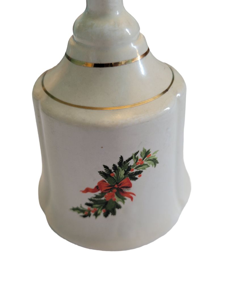 Christmas Holly Greens Swag Hand Bell Dinner Porcelain