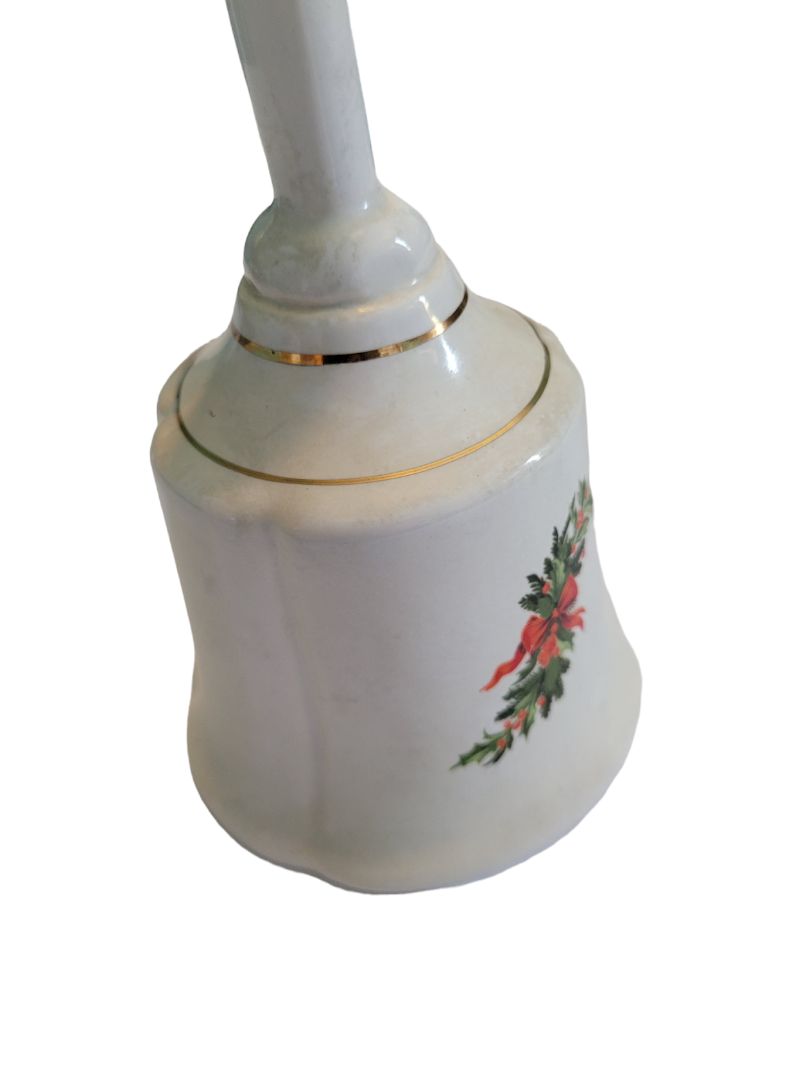 Christmas Holly Greens Swag Hand Bell Dinner Porcelain