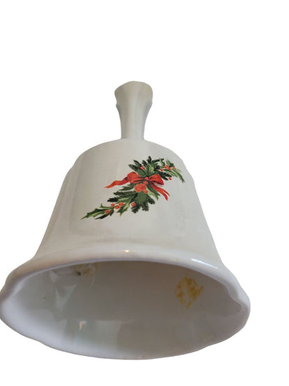 Christmas Holly Greens Swag Hand Bell Dinner Porcelain