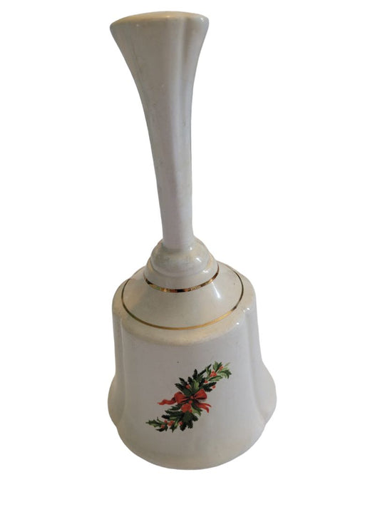 Christmas Holly Greens Swag Hand Bell Dinner Porcelain