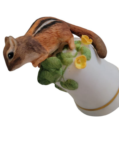 Chipmunk Franklin Mint by Peter Barret Baby Animal Fine Porcelain Bell