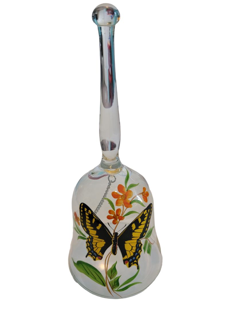 Viking Butterfly Glass Hand Dinner Bell Flowers