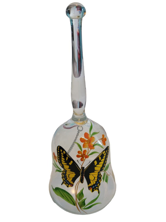 Viking Butterfly Glass Hand Dinner Bell Flowers