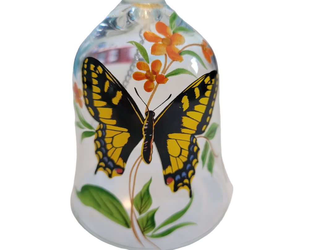 Viking Butterfly Glass Hand Dinner Bell Flowers