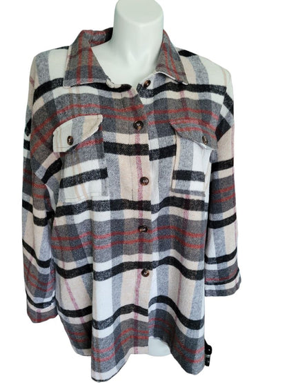 3XL Shein Curves Plaid Heavy Shacket Shirt Button Down