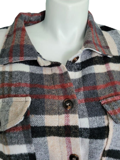 3XL Shein Curves Plaid Heavy Shacket Shirt Button Down