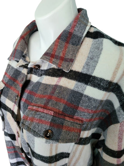 3XL Shein Curves Plaid Heavy Shacket Shirt Button Down