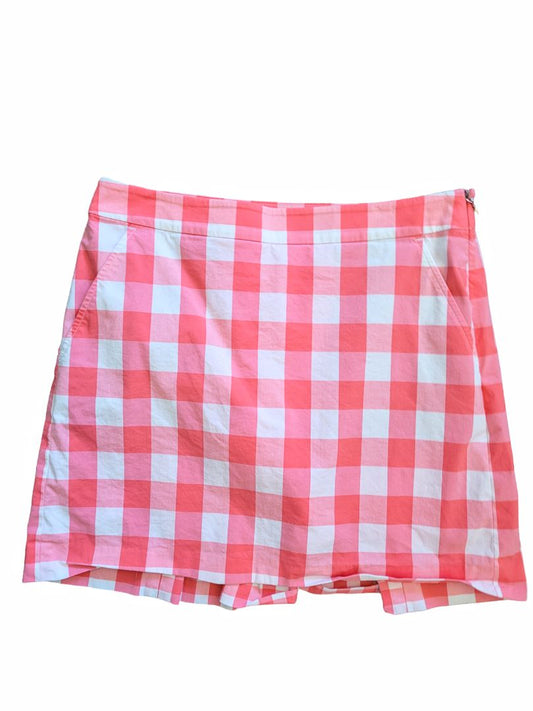 2 Polo Golf Pink White Checked Golf Skort Side Zip