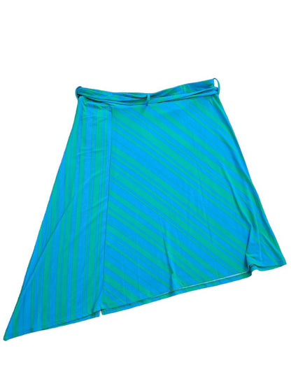 Size XL Iman Assymetric Striped Skirt NWT BLue Green