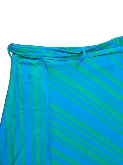 Size XL Iman Assymetric Striped Skirt NWT BLue Green