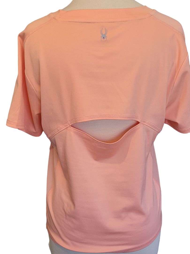 Size Medium Spyder Active Peach Back Vented Athletic Shirt Short Sleeve