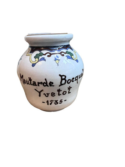 Moutarde Bocquet Yvetot 1735 Digoin France Potter French Mustard Pot Jar Vintage