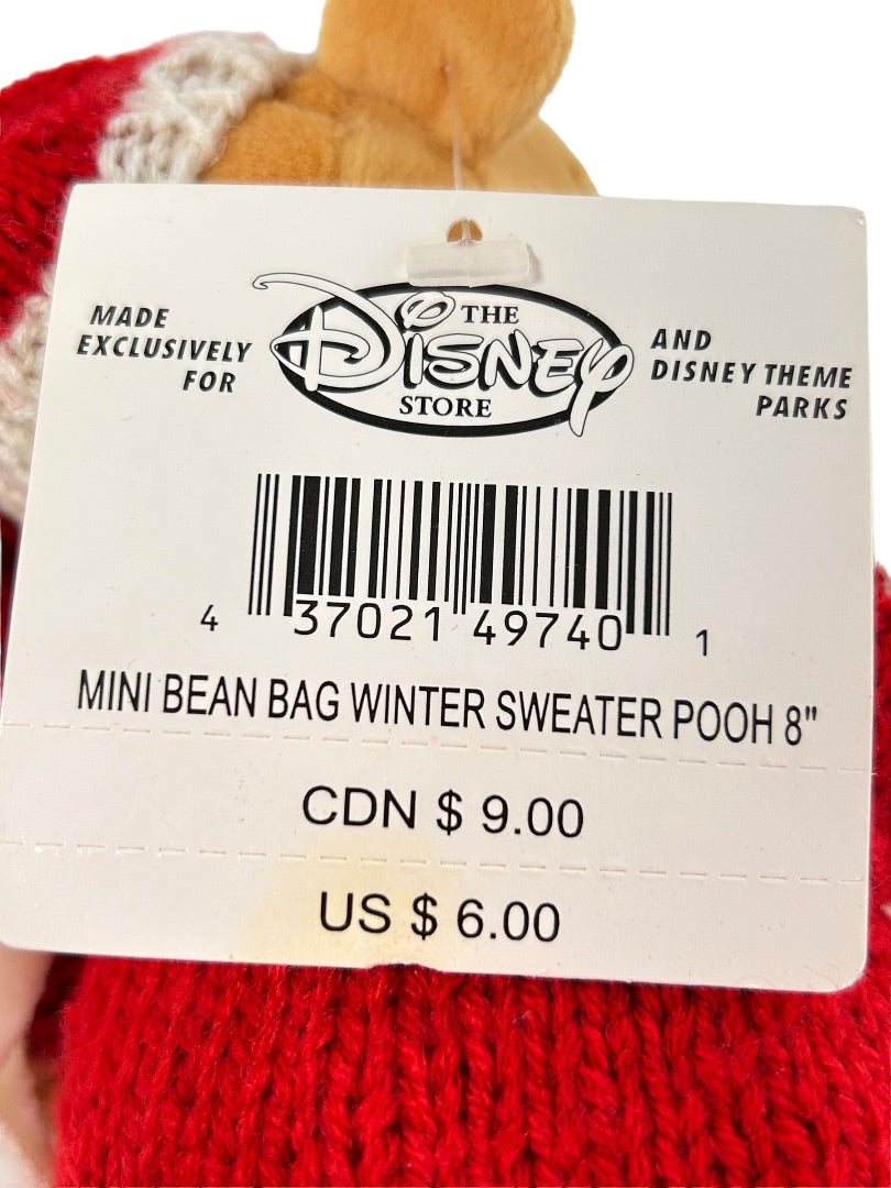 Disney Winnie the Pooh Winter Sweater Mini Bean Bag 8" Plush 1999 With Tags