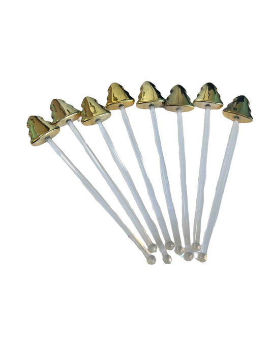 8 Plastic Gold Christmas Tree Acrylic Swizzle Sticks