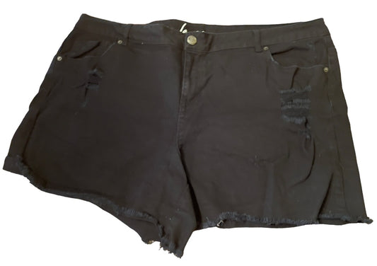 Size 24 Lane Bryant Shorts Black Denim Distressed Shorts Pockets Jeans Plus Size