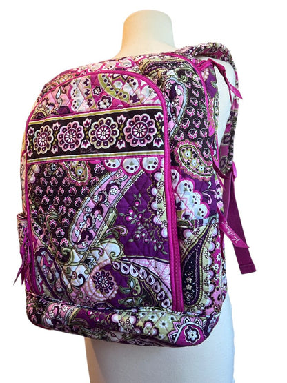 Vera Bradley Large Campus Backpack Laptop Retired Very Berry Paisley Pattern