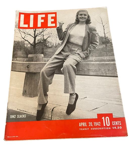 Life Magazine April 20 1942 Slacks, Joe Dimaggio Camel Ad