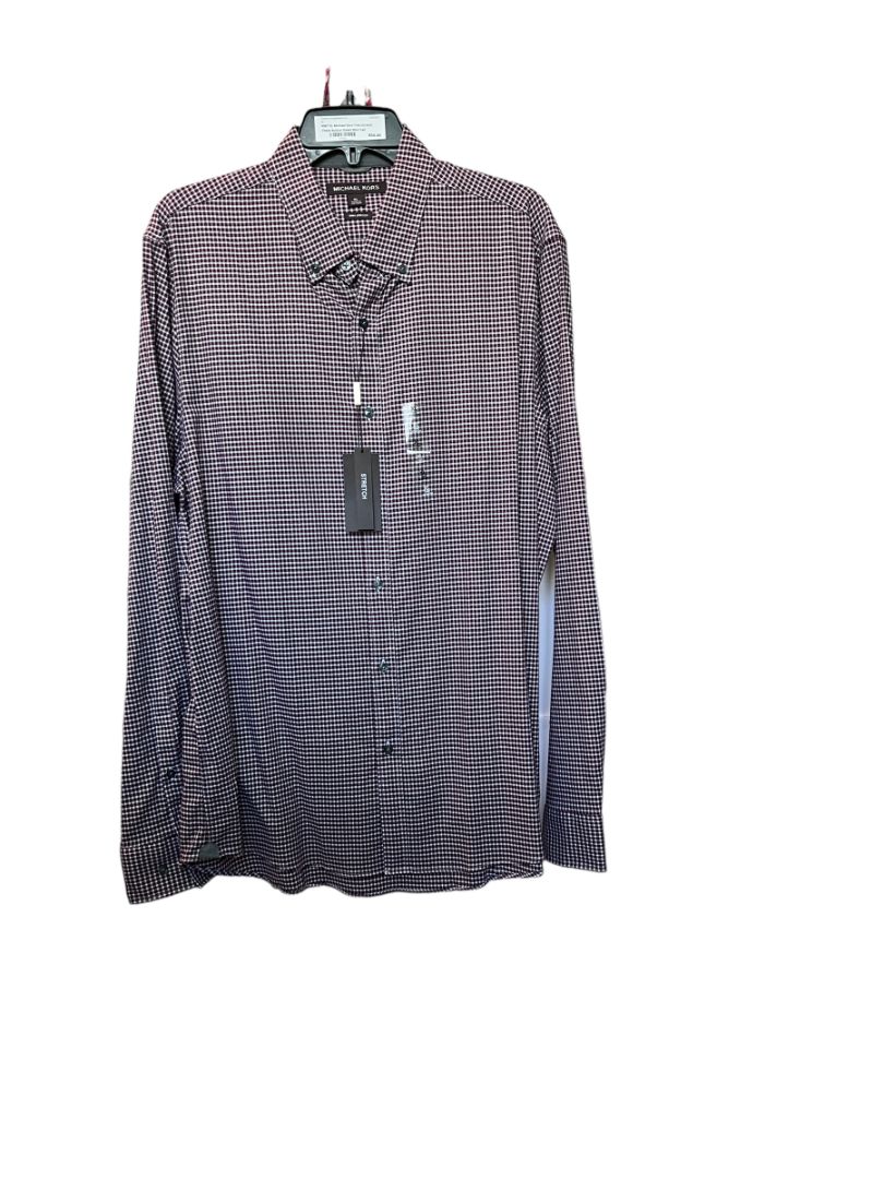 NWT XL Michael Kors Trim Stretch Check Button Down Shirt Fall