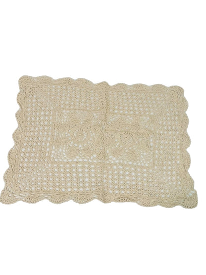 Set of 3 New Pinwheel Crocheted Cotton Ivory Placemats Rectangular Doilies