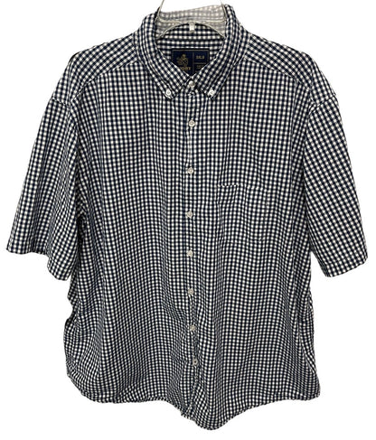 3XLB Rugby University 100% Cotton Plaid Button Down Short Sleeve Big Mens Shirt Pocket