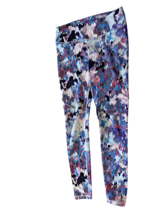 XS Womens Watercolor Print Leggings Activewear Blue Pink 27" Inseam