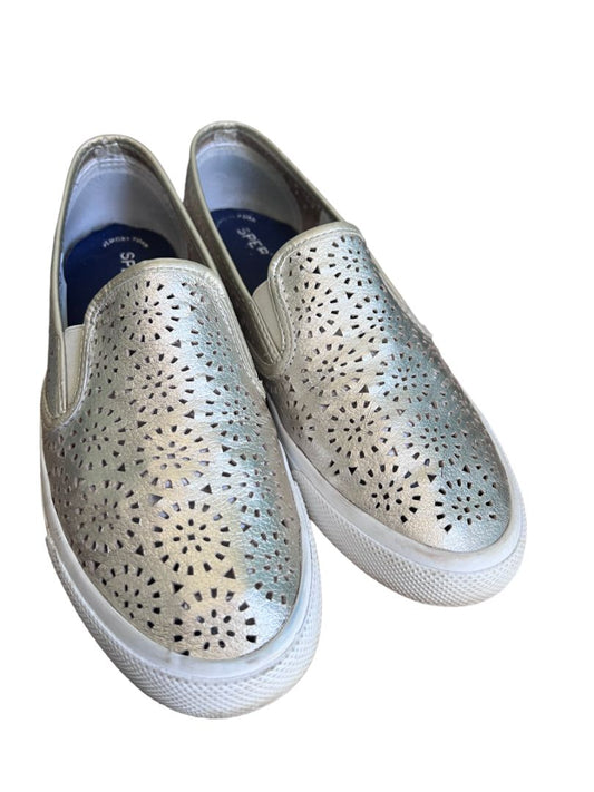 9.5 Sperry Gold Metallic Cut Out Slip-On Sneakers Shoes