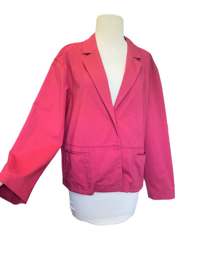 Size Medium Lafayette 148 Burnt Red Blazer Jacket Two Hidden Snap Closure