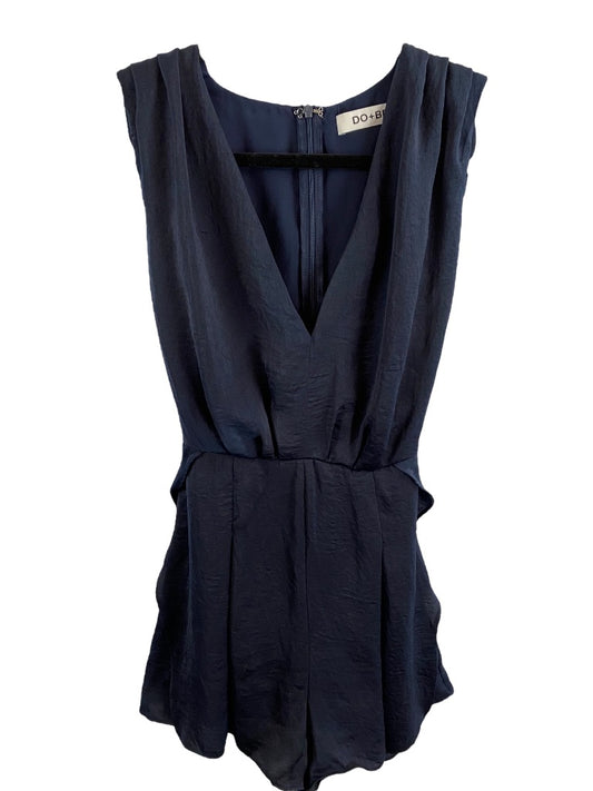 Small Do+Be Women's Navy Blue Lined Romper Dressy Sleeveless Back Zip