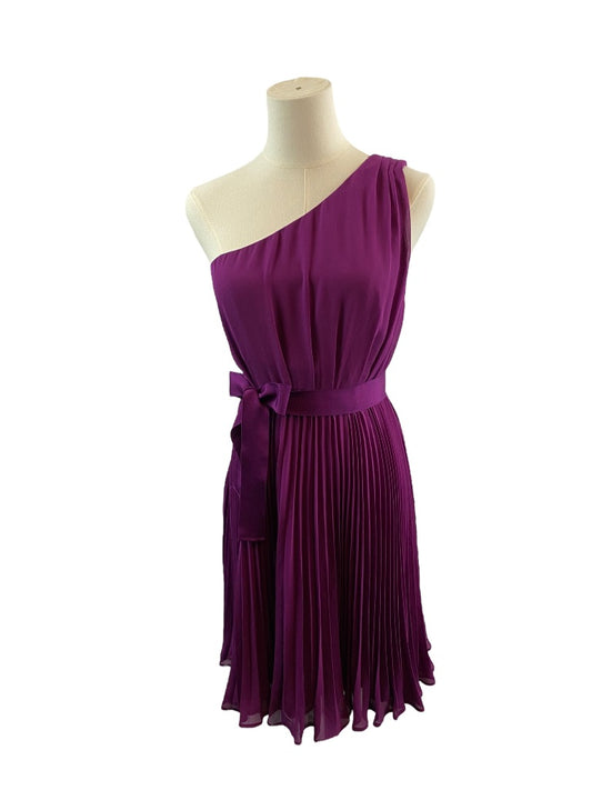 Size 2 The Limited Women's Purple Pleated One Shoulder Sleeveless Ribbon Belt