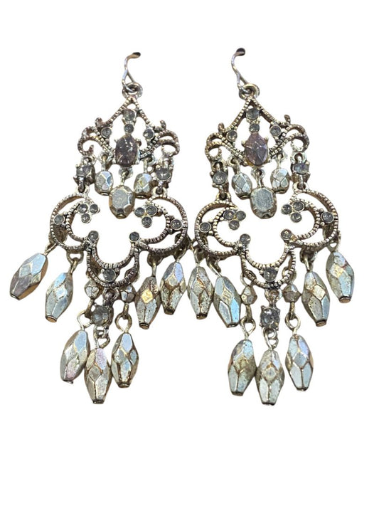 Chandelier Beads Moons Dangle Pierced Earrings