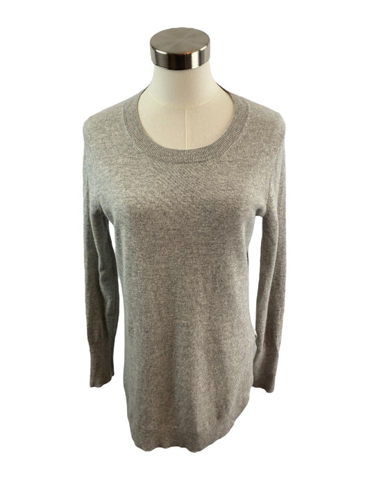 XS J.Crew Women's Wool Blend Tunic Sweater Gray Round Neck AC624