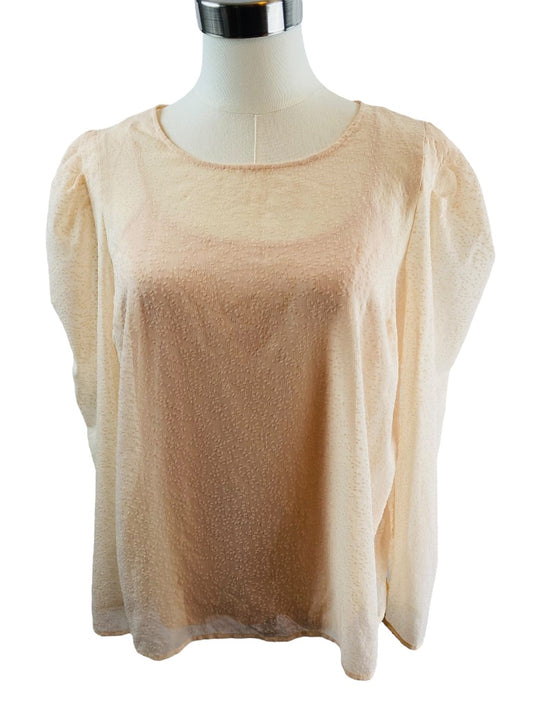 XS Lauren Conrad Women's Blush Pink Sheer Flocked Blouse and Camisole