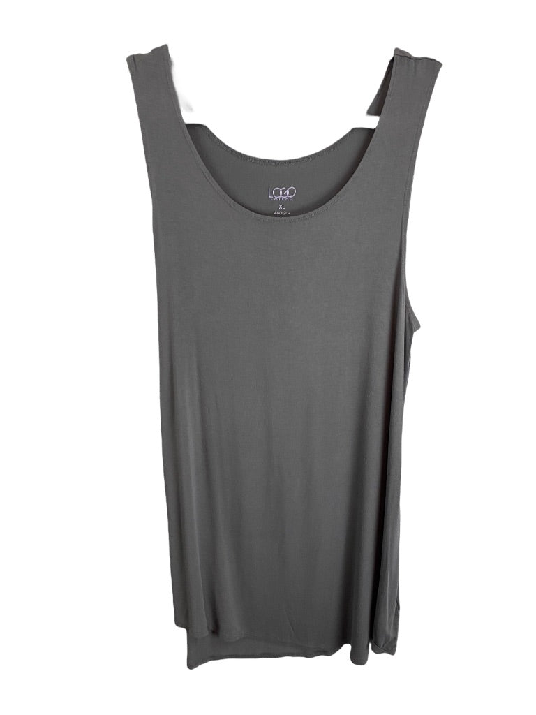 XL LOGO Layers Women's Gray Tunic Tank Top Soft Sleeveless Scoop Neck