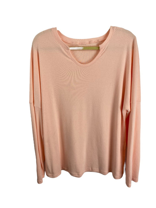 XXL Women's Pink Long Sleeve Tshirt Unbranded Modified Scoop Neck