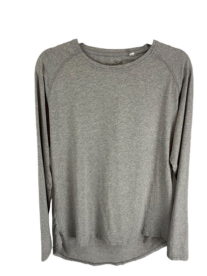 Large Tezo Men's Heathered Gray Long Sleeve Pullover Tshirt