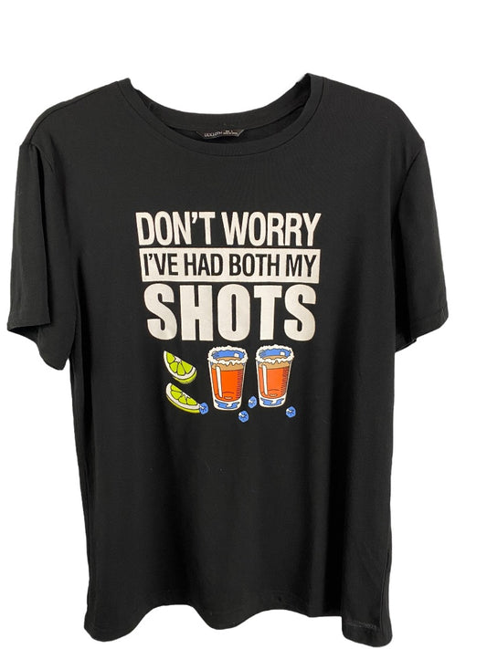 Large Lilicloth Men's Black "Don't Worry I 've Had Both My Shots" Tshirt