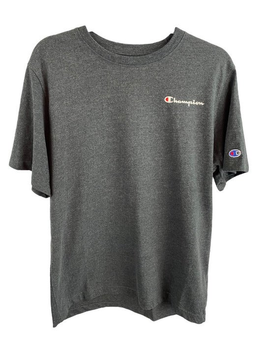 Large Champion Men's Dark Gray Heathered Tshirt Short Sleeve