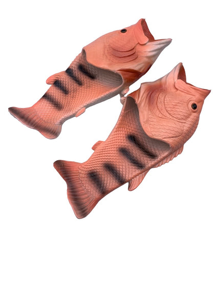 Size 7/8 (40/41) Shun Fish Novelty Sandal Slides Fishing Pink Women's