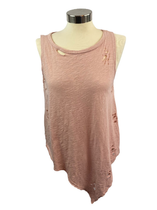 Small NYTT Women's New Mauve Tunic Asymmetrical Tank Top Tshirt Distressed