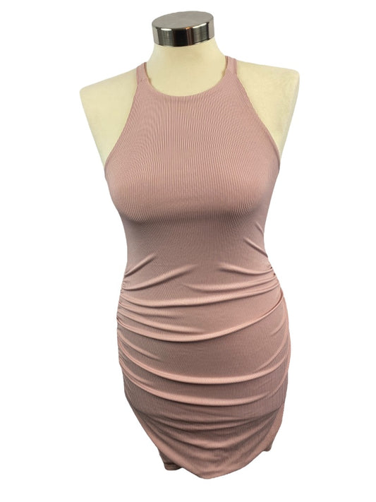 Size 3P Un Deux Trois Petite Vintage 1990's Women's Mauve Ribbed Fitted Tank Dress