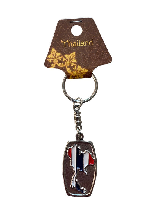 Thailand Map Souvenir New Keychain Key Ring Silver Metal 3.5" Long