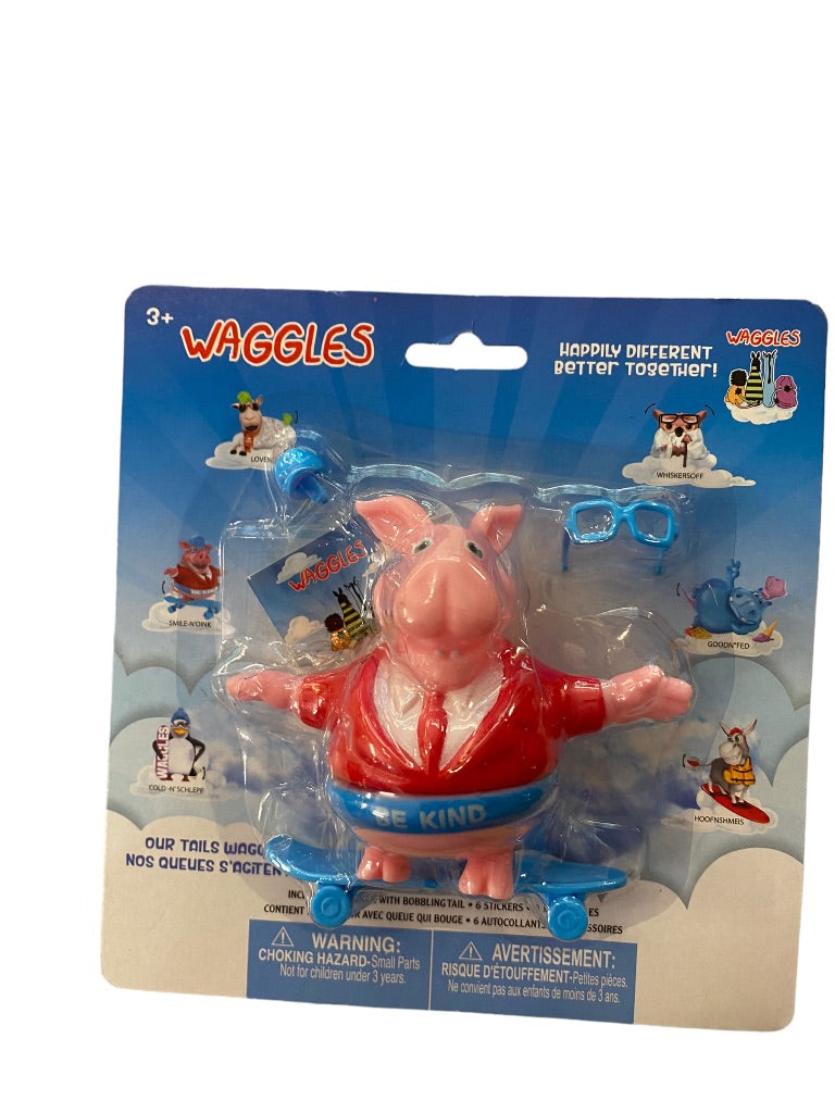 Waggles New Figurine Toy and Accessories Smile-n'oink Ages 3+ Pig Skateboard