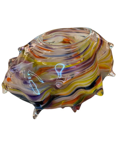 Signed James Hayes Art Glass Swirl Vessel Abstract Hand Blown  8.5" x 5.25