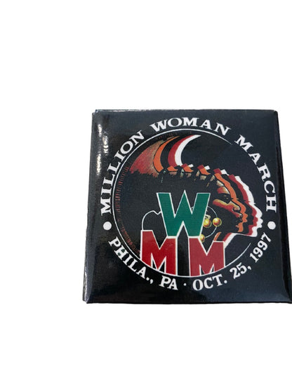 Million Woman March Philadelphia 2" Square Pinback Button 1997 MWM