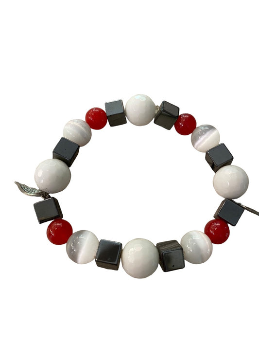 Large Wrist Red White Blue Stretch Bracelet 3" Wing Charms