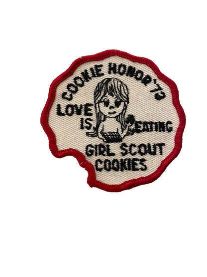 Girl Scout Patch Vintage 1973 Cookie Honor "Love is Eating Girls Scout Cookies" 3.2"