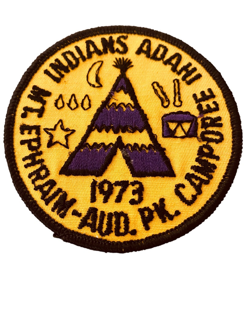 Girl Scout Patch Vintage 1973 Mt. Ephraim Aud Pk Camporee Indians ADAHI 3.2"