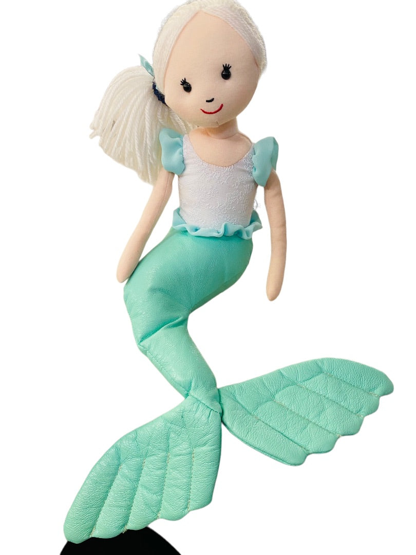 Jellycat Green Shellebelle Maddie Mermaid Plush Stuffed Doll Toy 15" White Hair