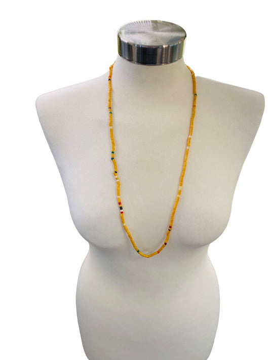 Yellow Multicolor Overhead Necklace Vintage 1990s 32"